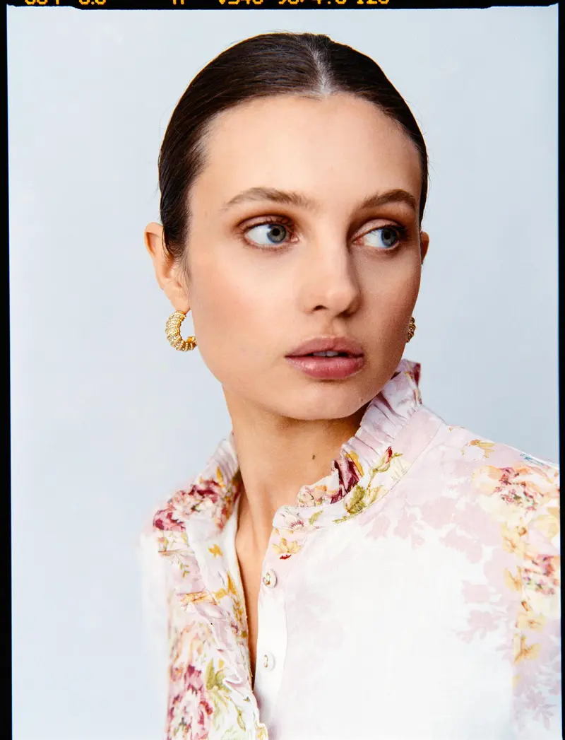 Linen Ruffle Blouse - Rose Amore