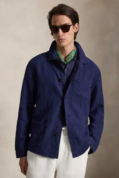 Linen Utility Jacket Newport Navy