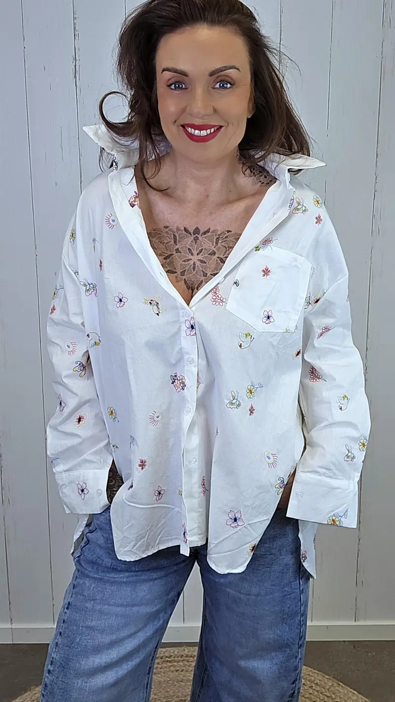 Linnea Brodert Skjorte Hvit