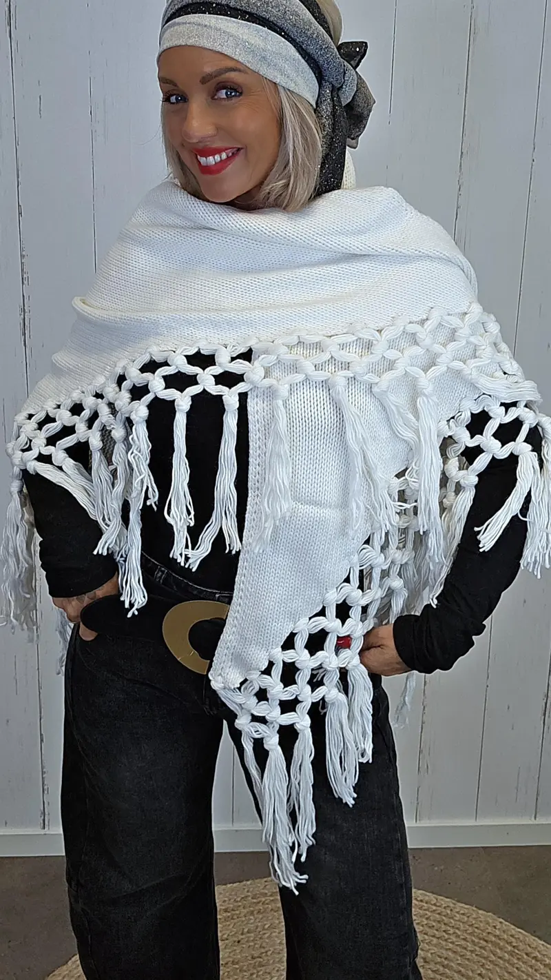 Lise Trekantskjerf med Frynser Creme