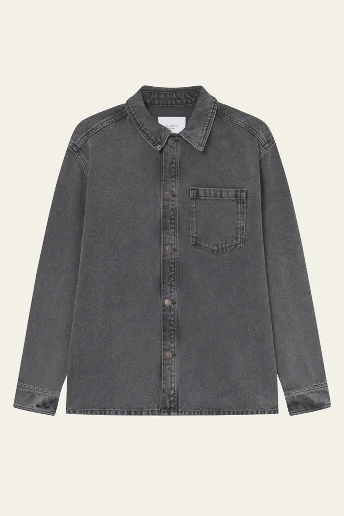 Loan Washed Overshirt Grey Washed Denim