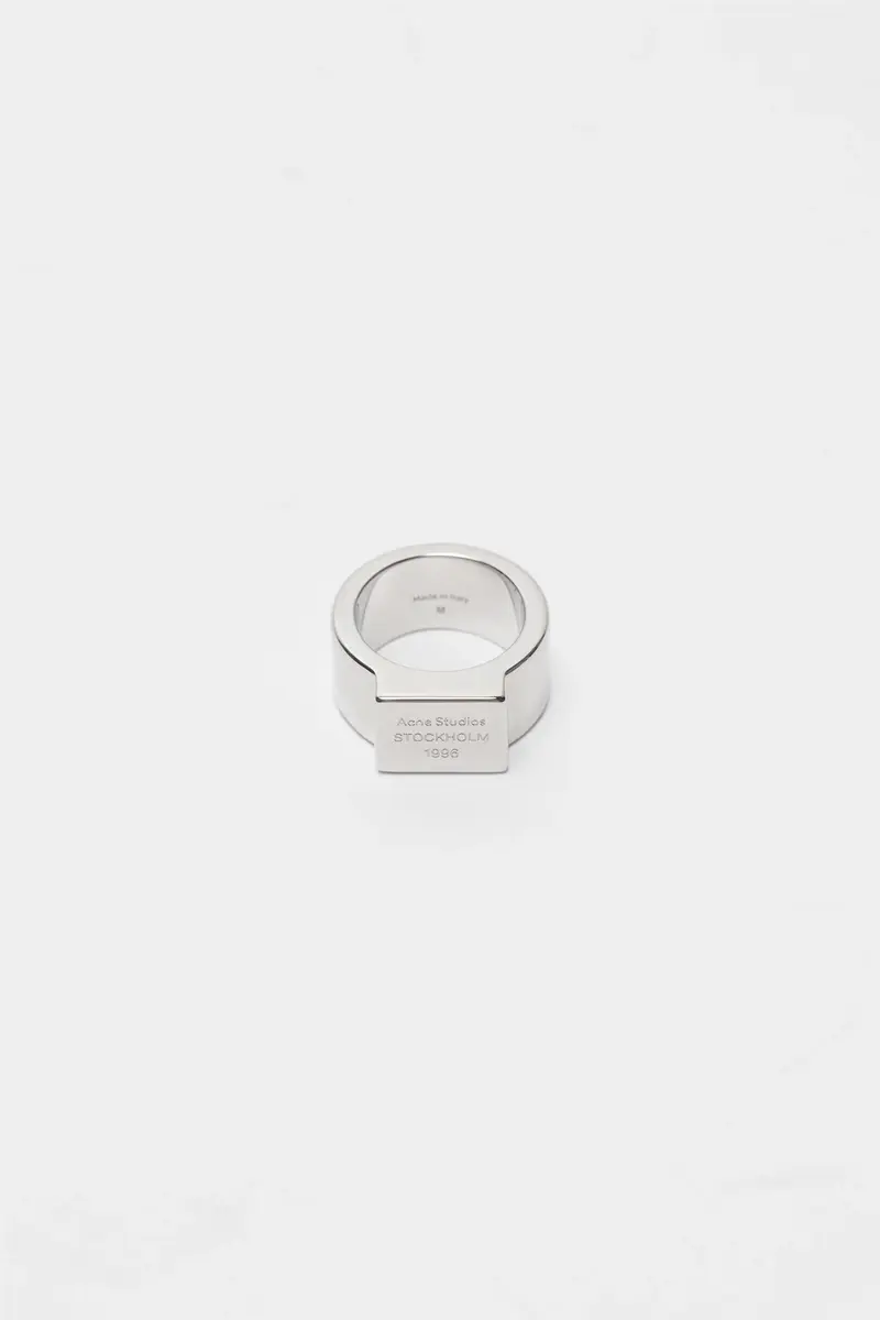 Logo Engraved Signet Ring Silver