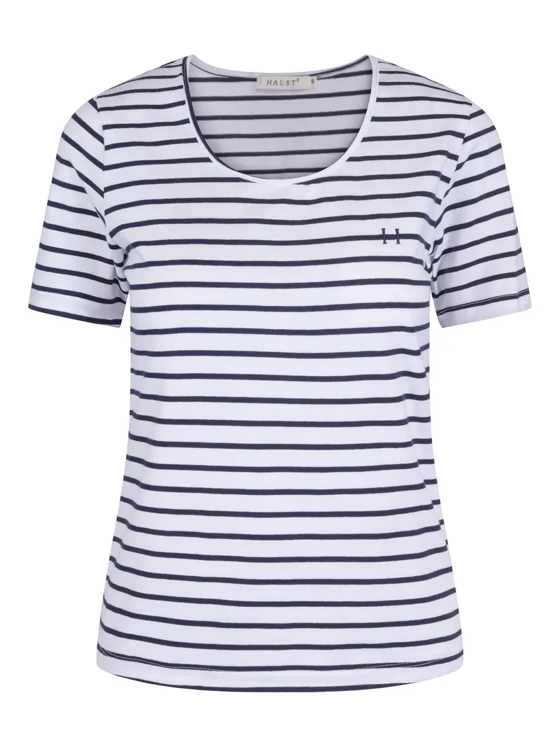 Logo T-shirt round neck Striped Navy