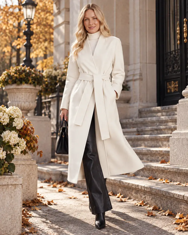 Long belt coat White