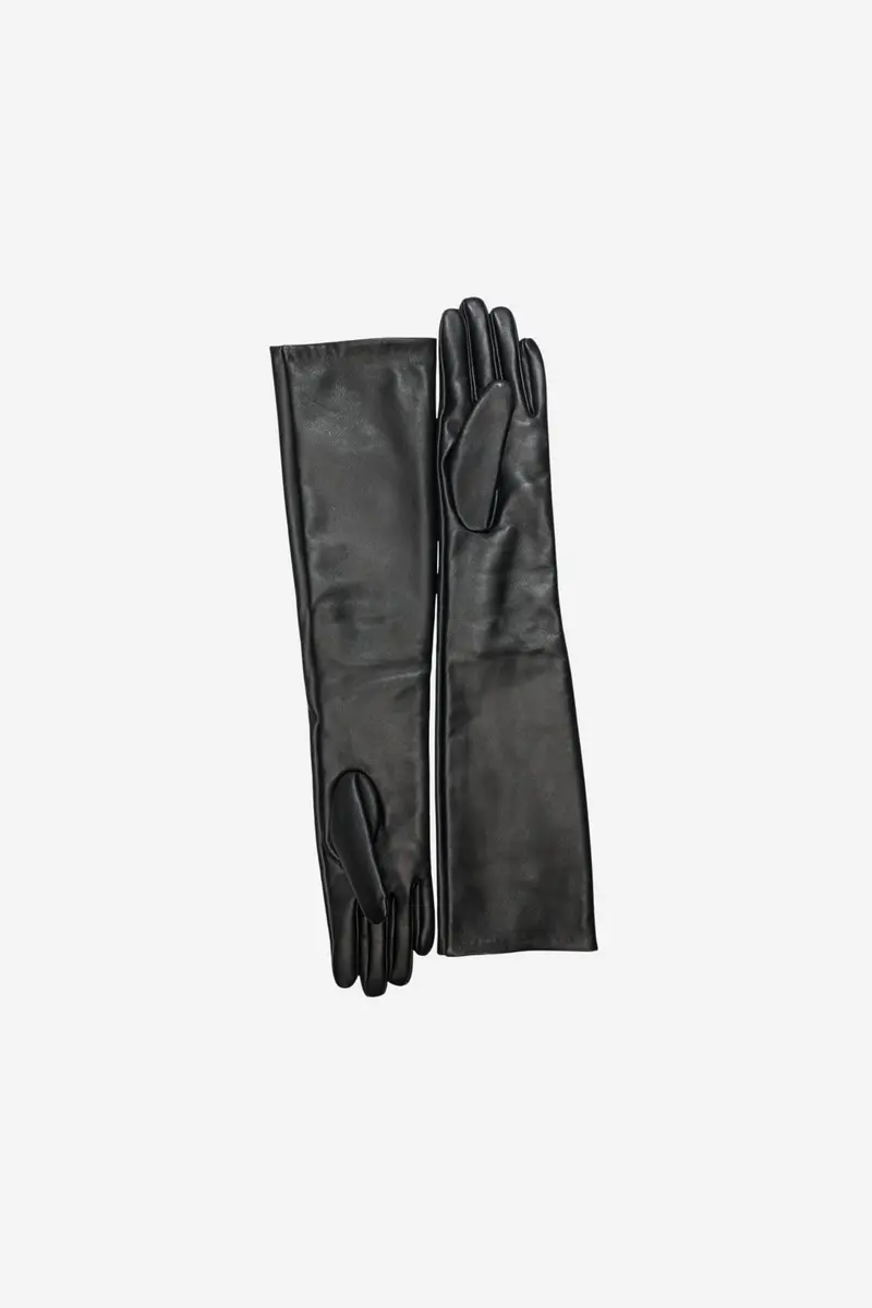 Long Leather Gloves Black