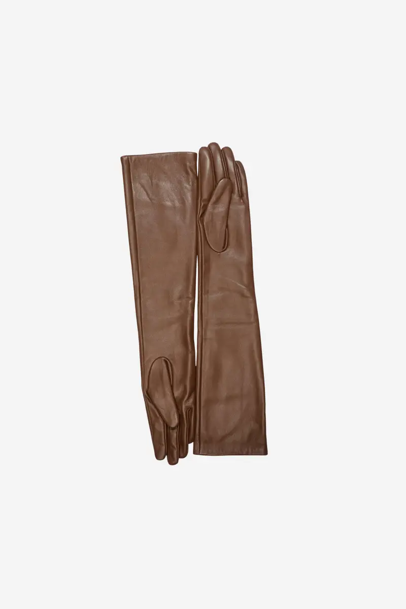 Long Leather Gloves Cappucino