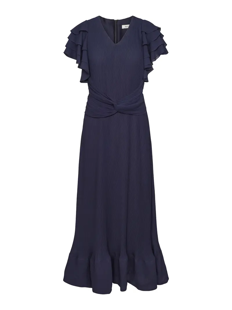 Long pleated dress Navy