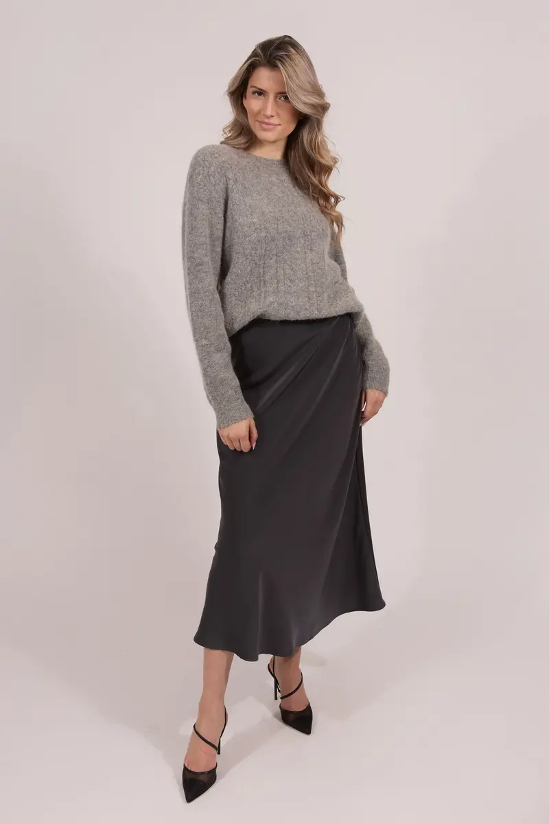 Long satin skirt Antrasit