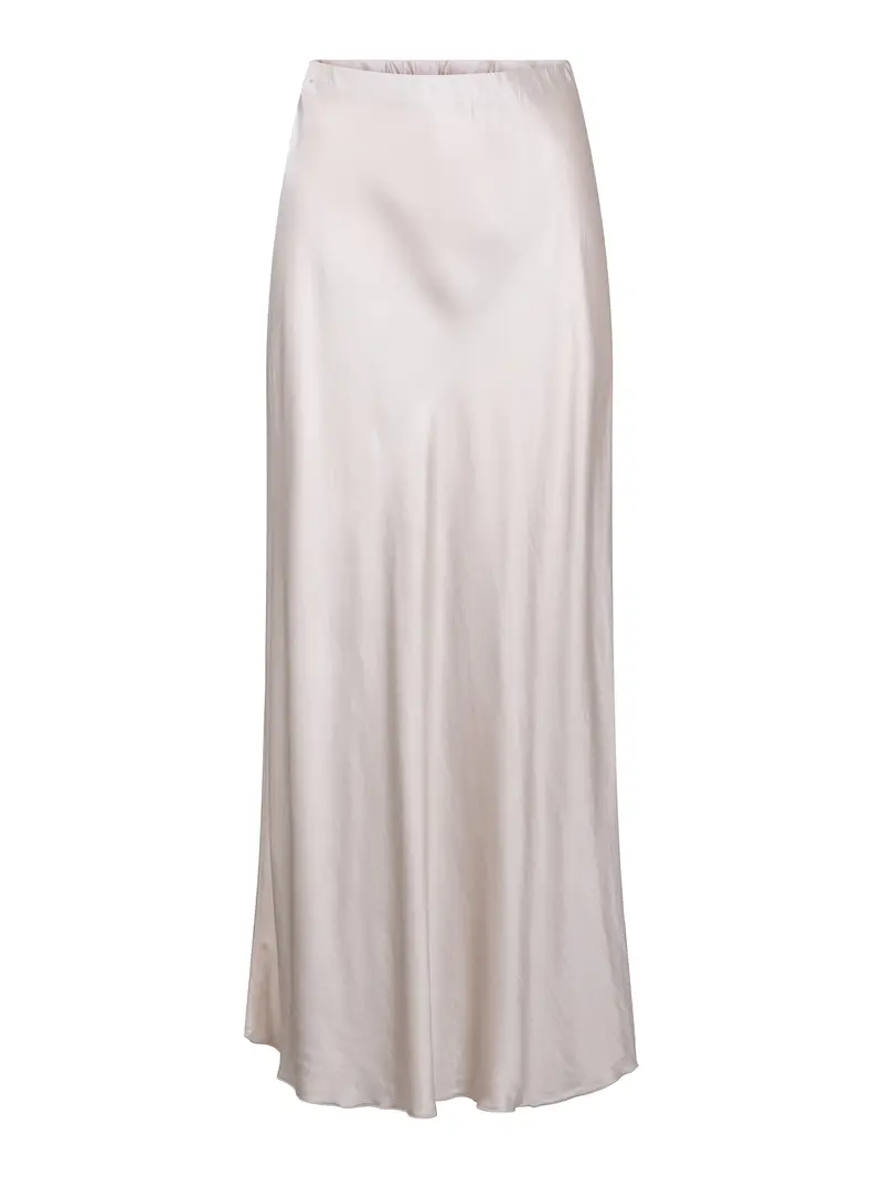 Long stretch satin skirt Ecry