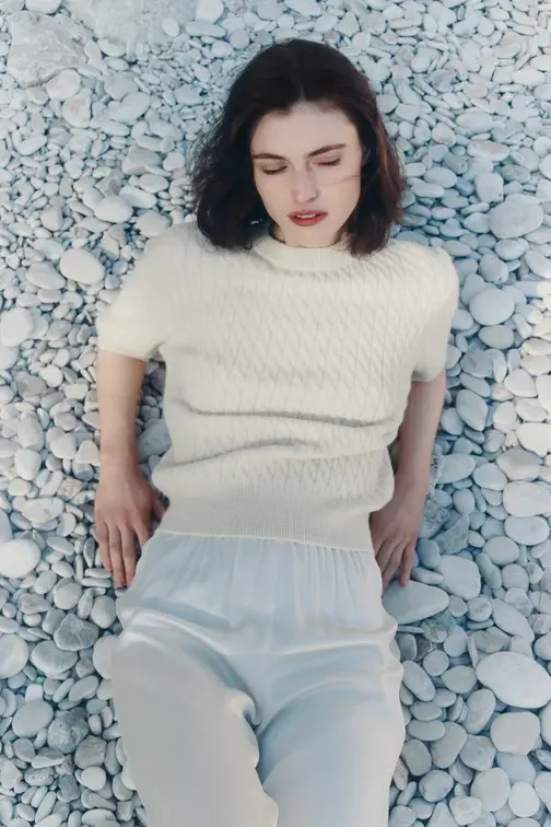 Lucie Cable Knit Shirt Cream