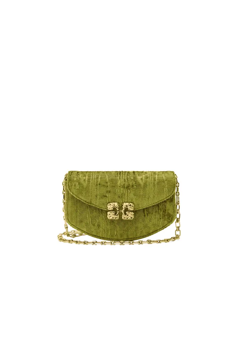 Lulu Wallet On Chain Velvet Moire Spinach Green