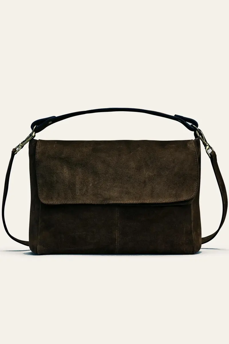 Mabi Umber Suede Shoulder Bag