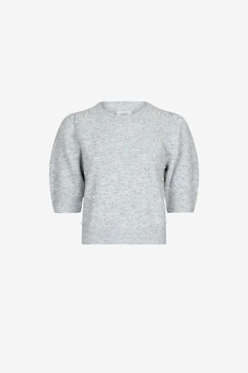 Maia Pearl Knit Tee Light Grey Melange