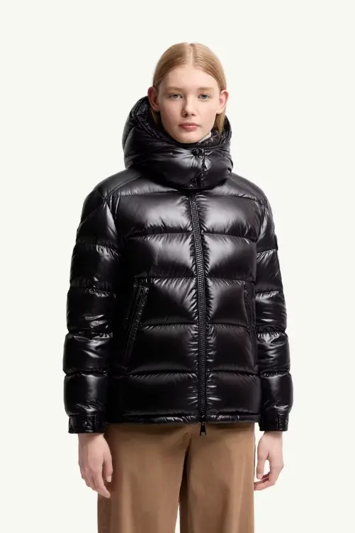 Maire Hooded Short Down Jacket Black