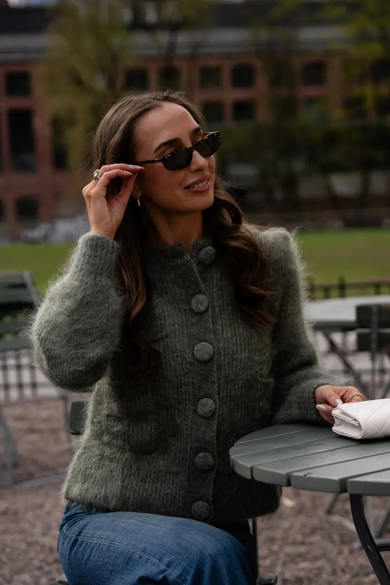 Maria Chunky Cardigan Sage Green