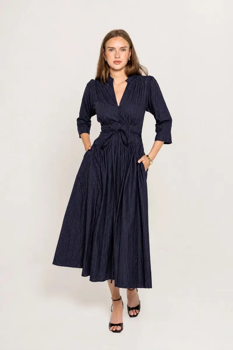 Maria Dress - Pinstripe