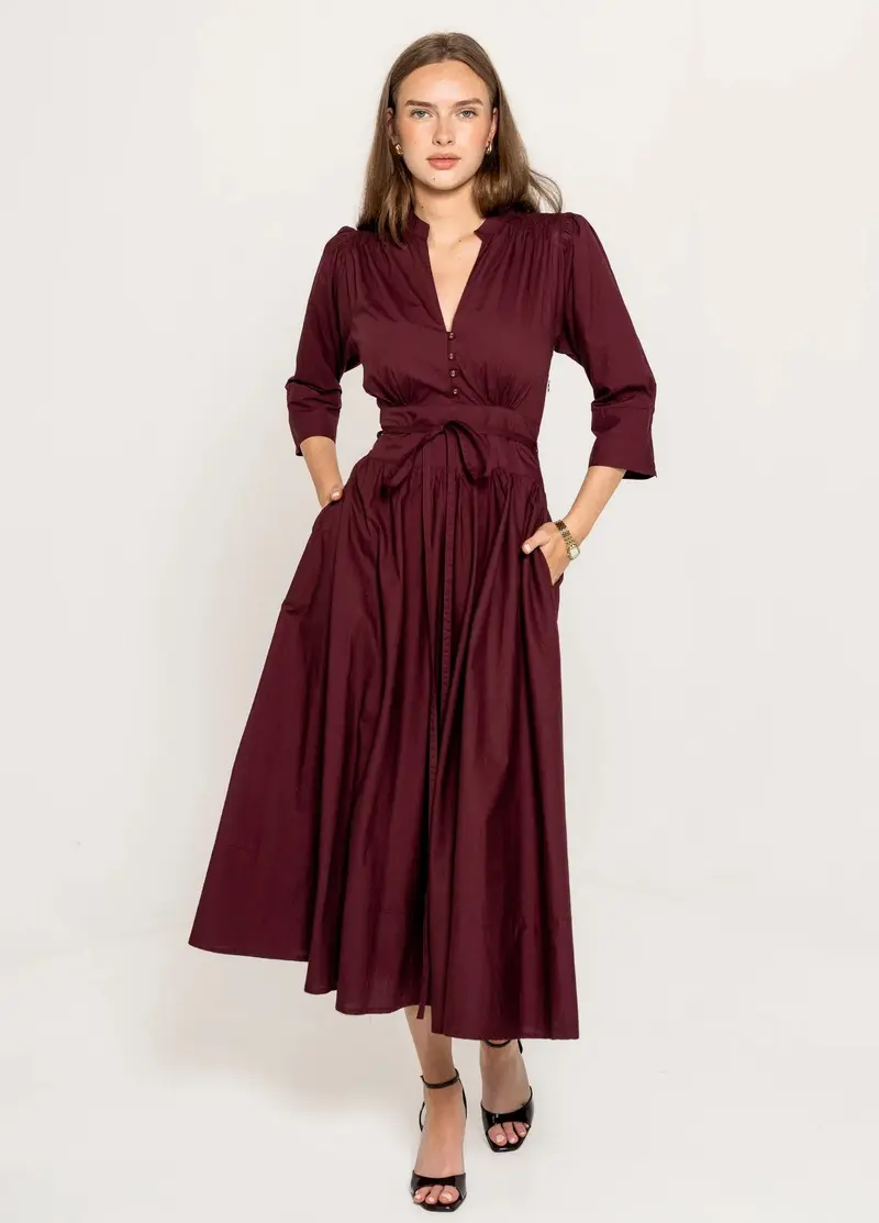 Maria Dress - Rich Maroon