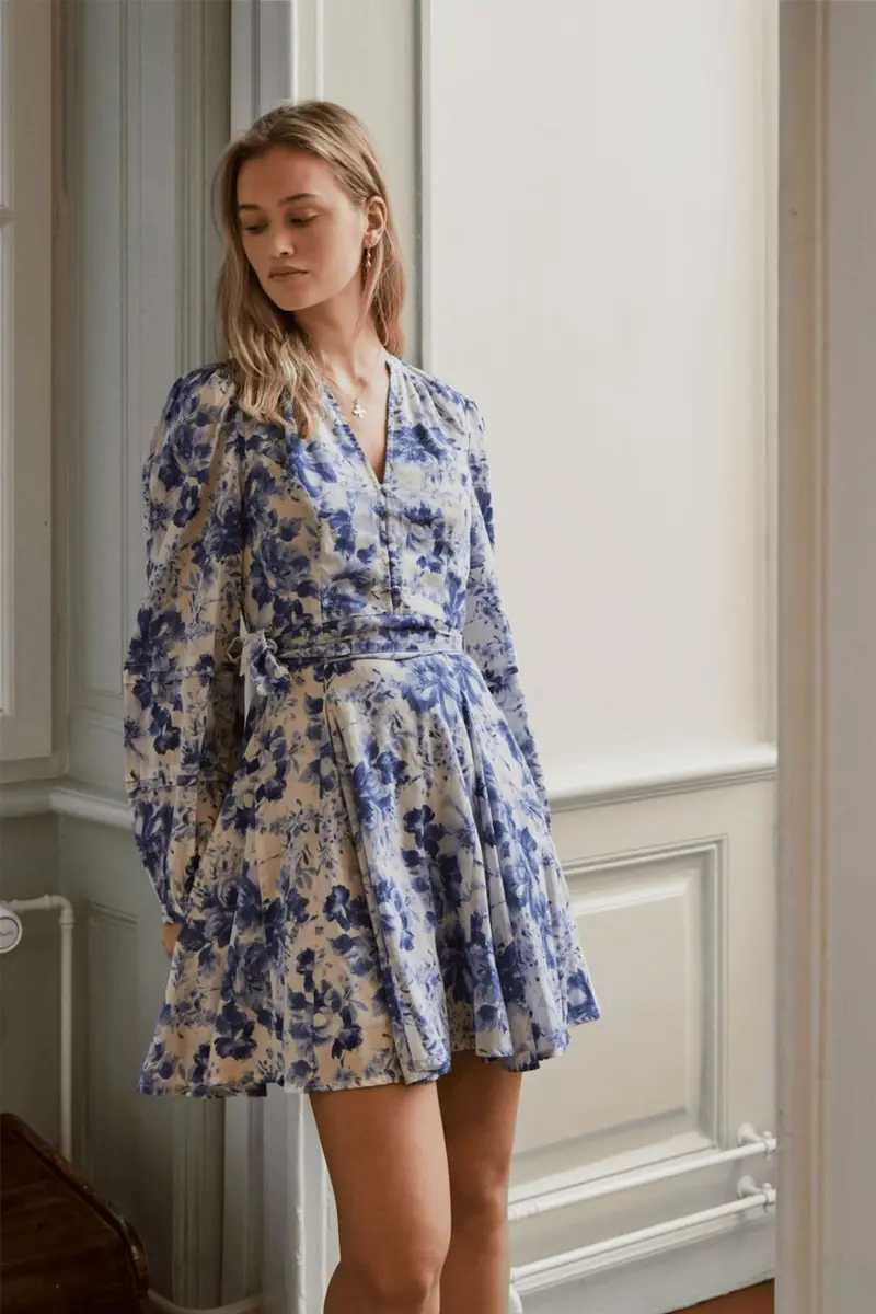 Marise Print Dress Light Blue