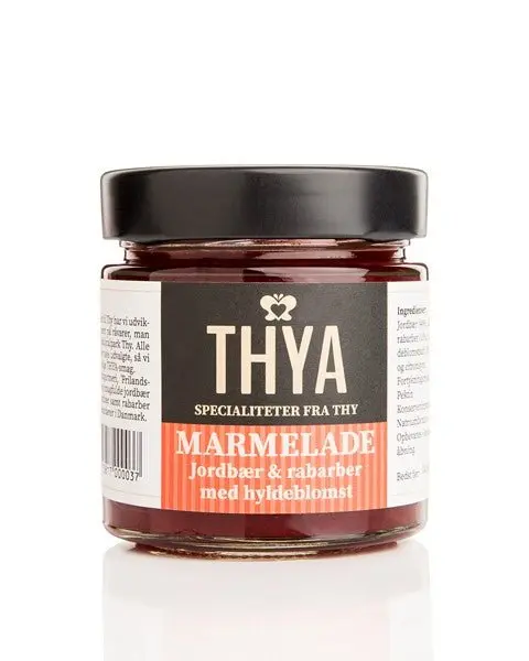 Marmelade - Jordbær og rabarber med hyldeblomst