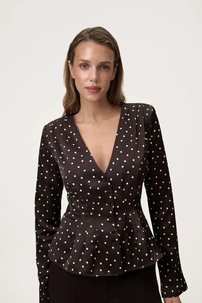 Marmo Blouse Micro Dots Espresso