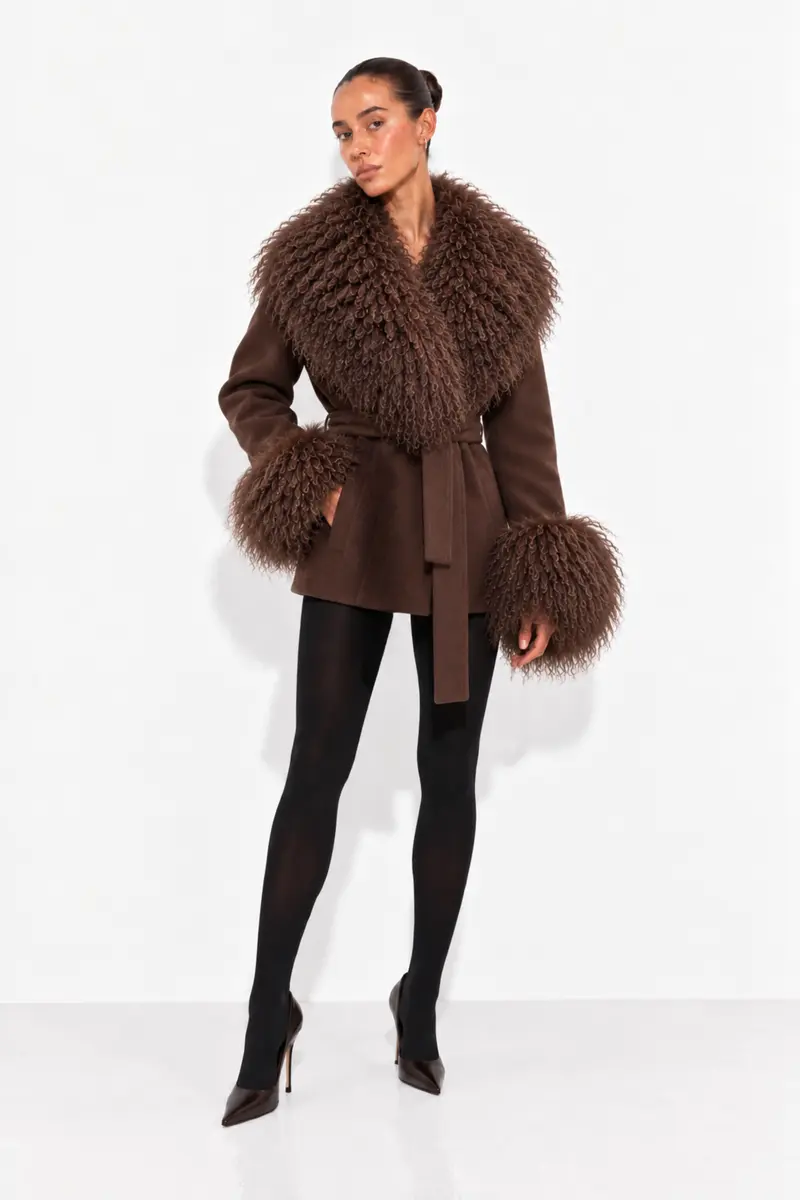 Marta Coat Mongolian Short Brown