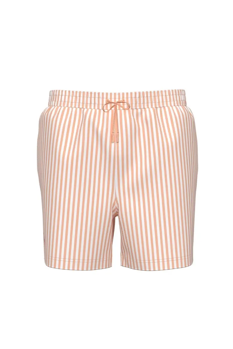 Medium Drawstring Waistband Swim Shorts Peach Bliss Penny Stripe