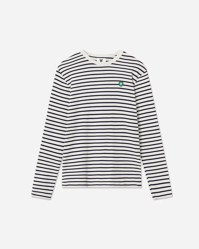 Mel stripe long sleeve GOTS - Off-white/navy stripes