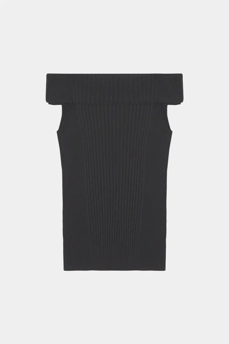 Melange Knit Off Shoulder Top