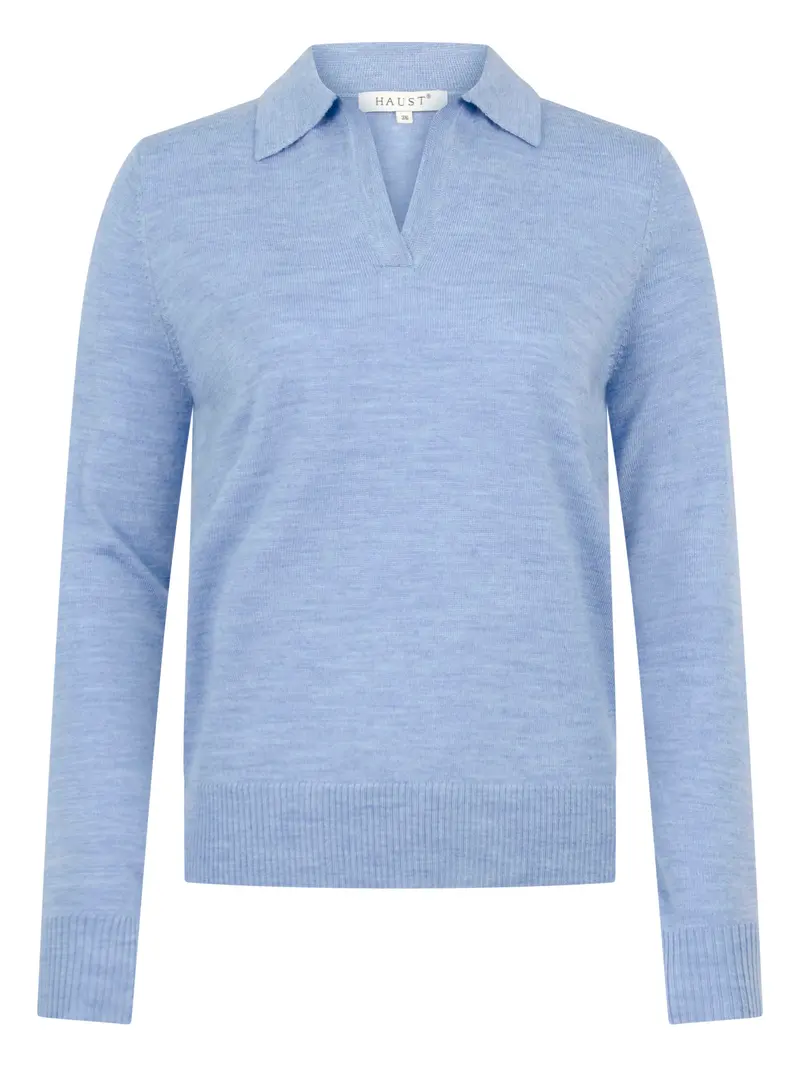 Merino collar pullover Blåmelert