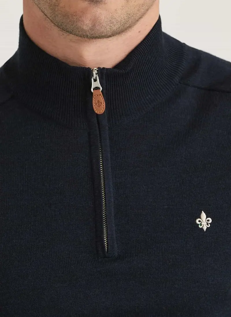 Merino John zip Navy