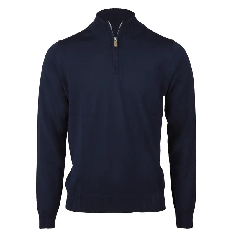 Merino Wool Half Zip Navy