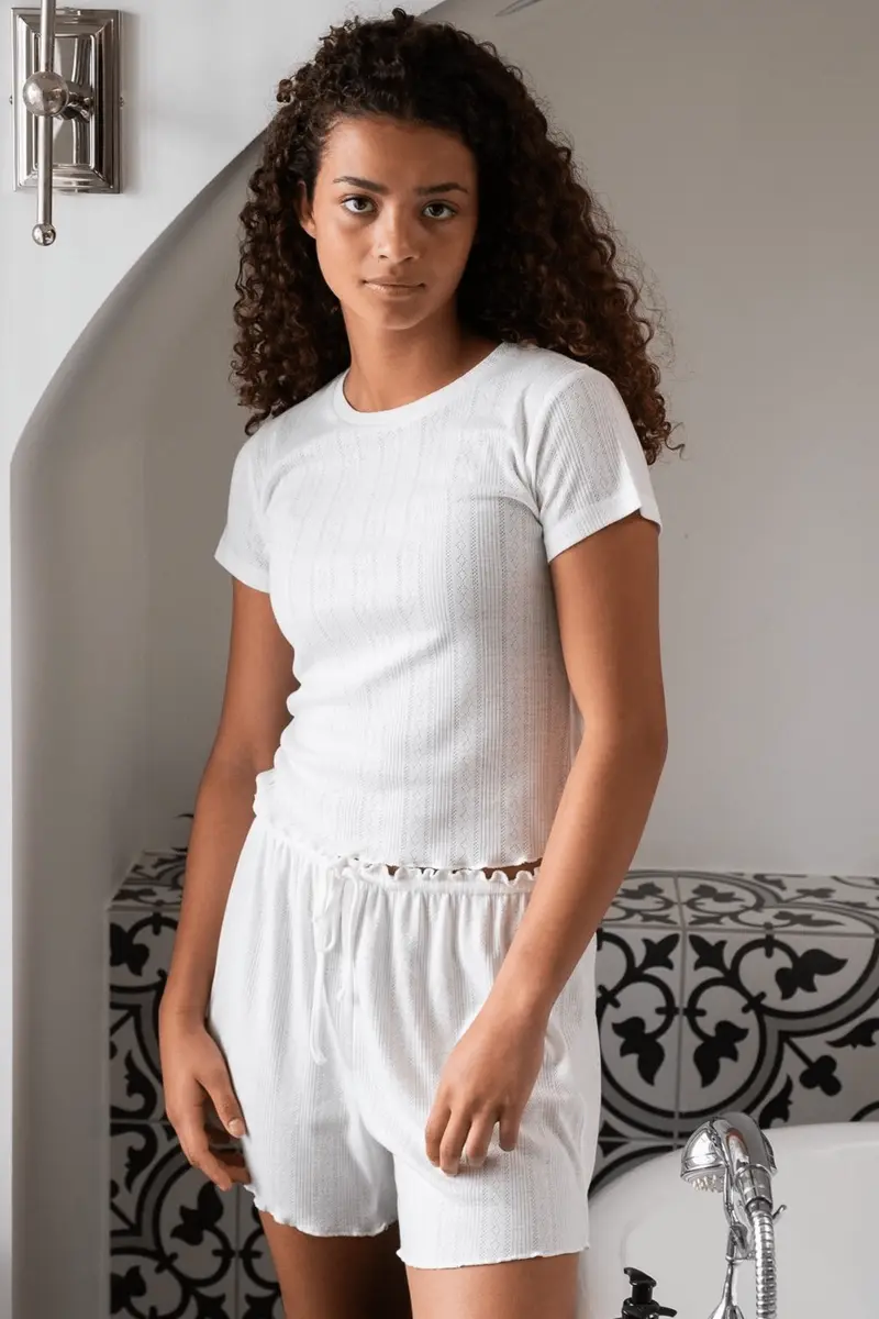 Merritt Pointelle Shorts White
