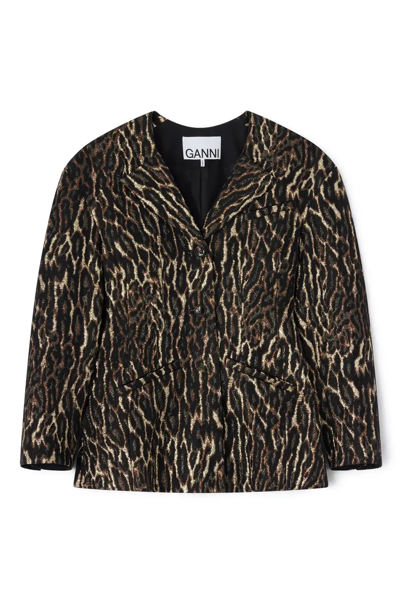 Metallic Cloque Blazer Antique Bronze