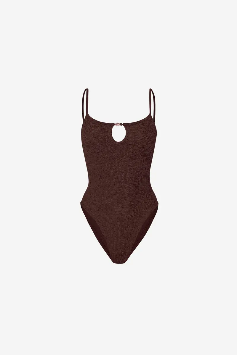 Mia Beaded Swimsuit Metallic Chocolate