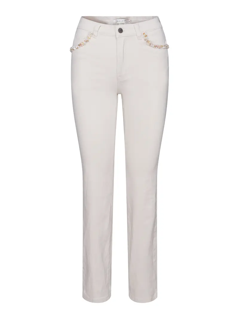 MIA jeans w/ribbon Comfort straight leg Ecry