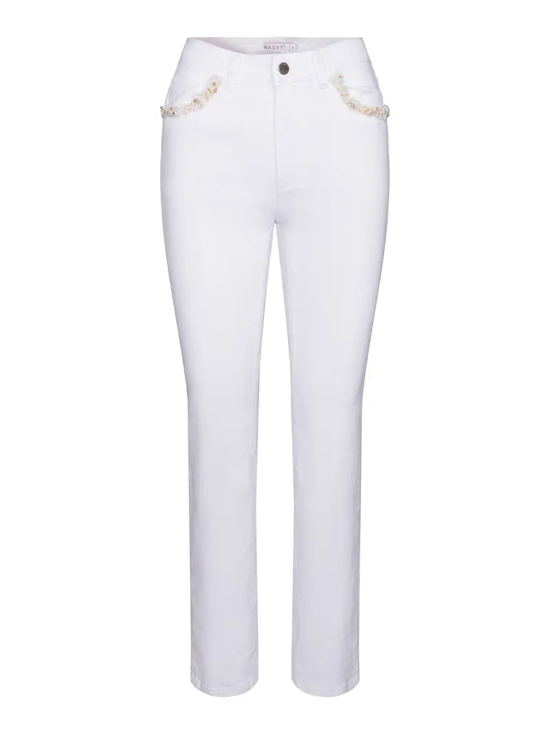 MIA jeans w/ribbon Comfort straight leg White