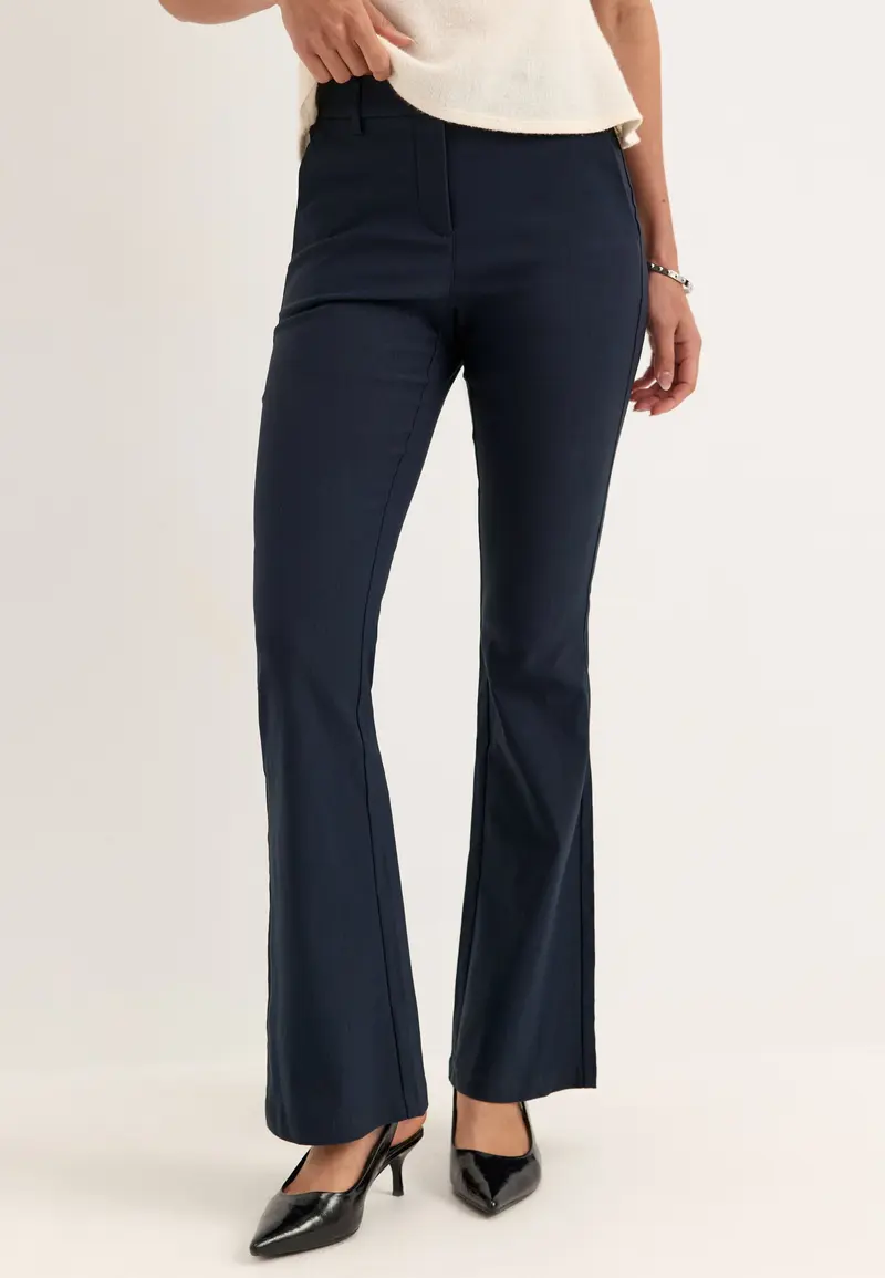 Mid Waist Stretchy Flared Trousers