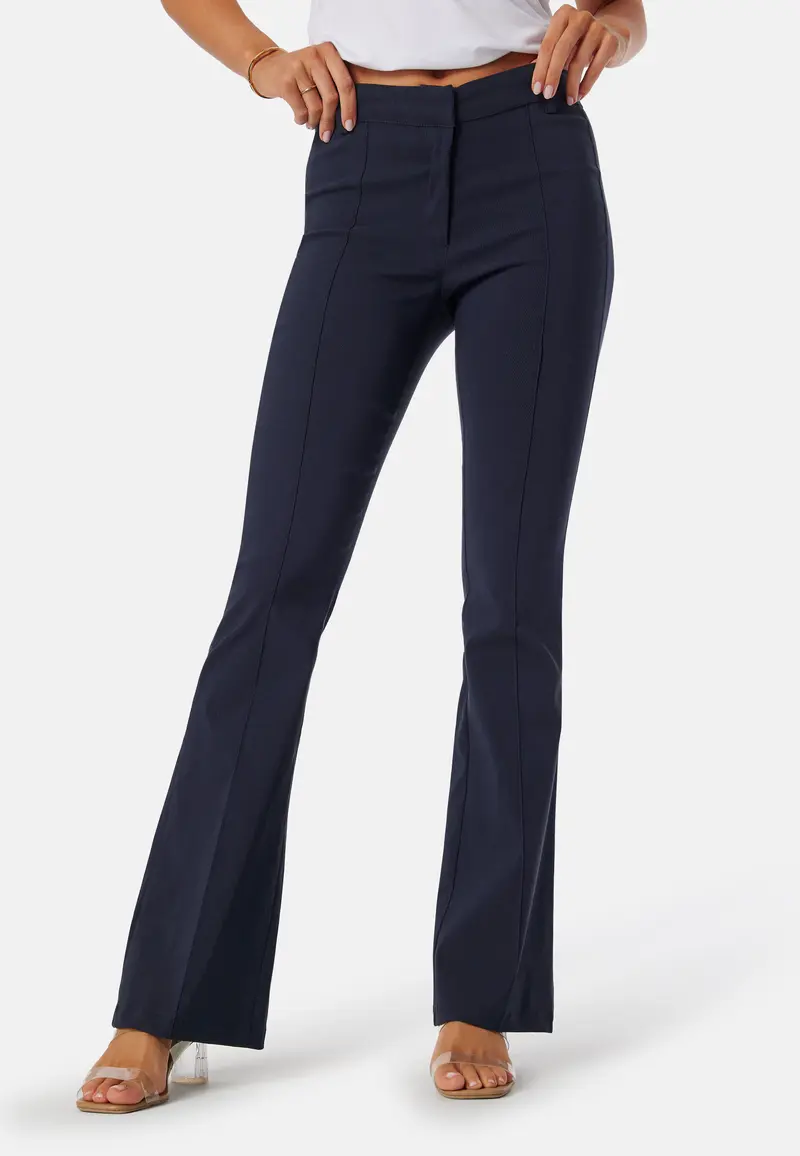 Mid Waist Stretchy Flared Trousers