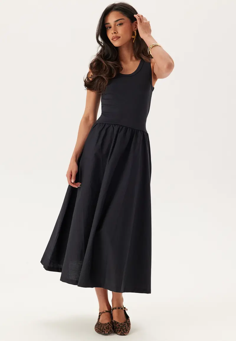 Midi Jersey Woven Combo Dress