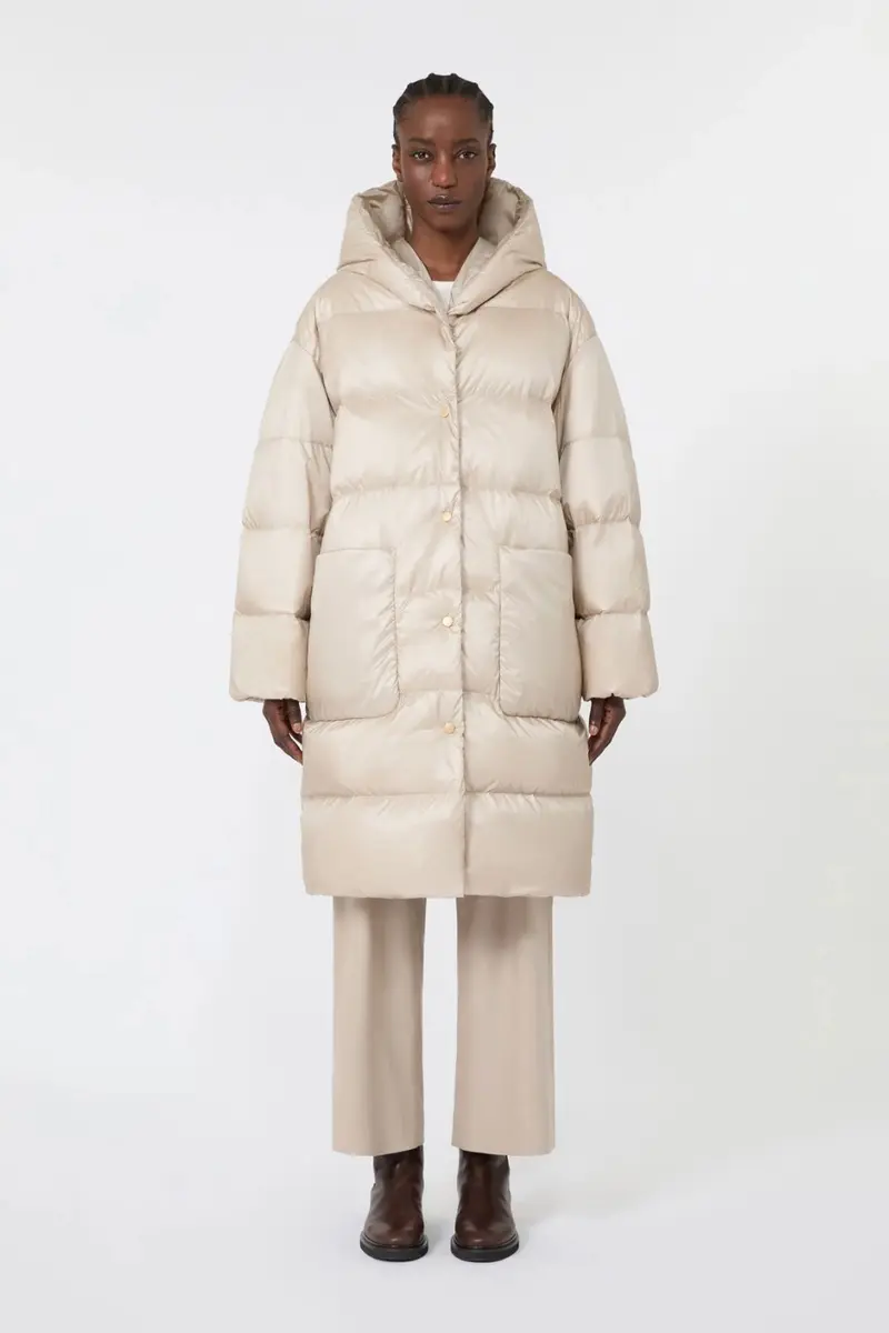 Midi Quilted Puffer Jacket Natural