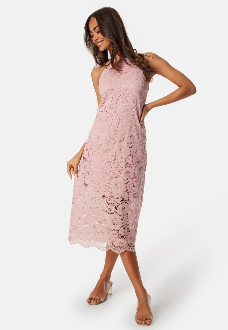 Milda Lace Halterneck Midi Dress
