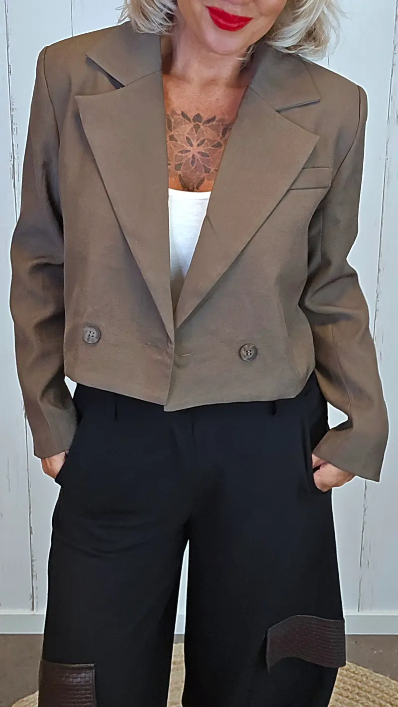 Mille kort blazer jakke mørk taupe