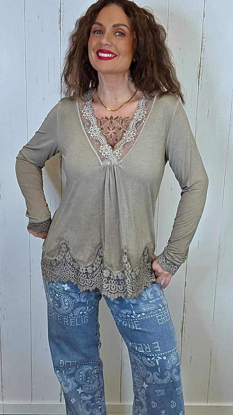Milly topp vasket taupe