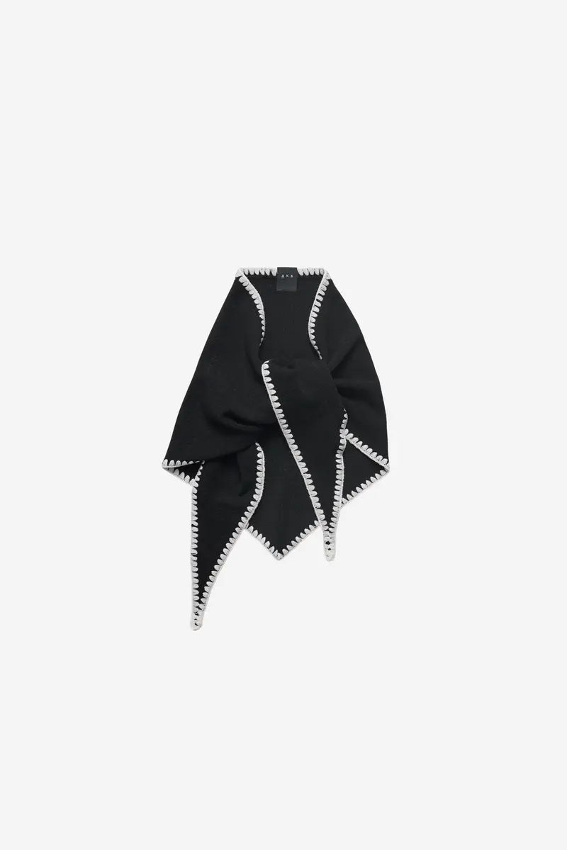 Mina Stitched Merino Scarf Black
