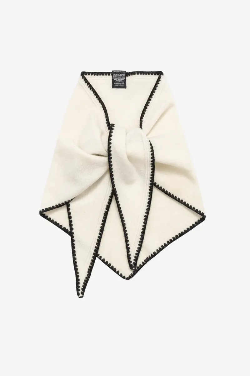 Mina Stitched Merino Scarf Eggshell