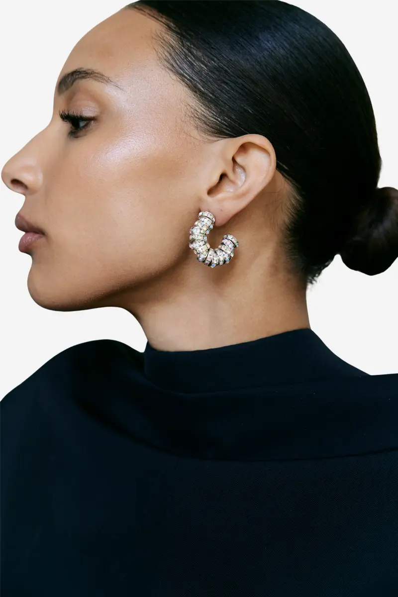 Mini Diamond Hoops Silver