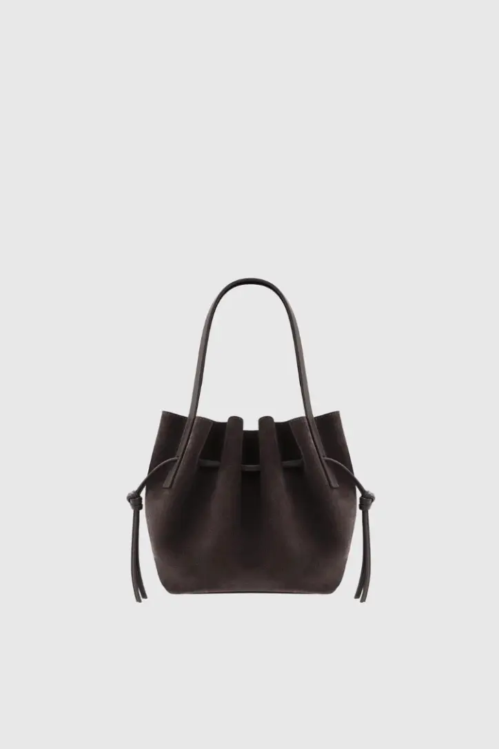 Mini Scallop Tote Suede Ganache
