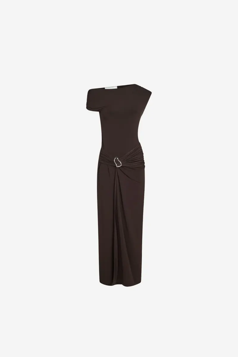 Minja Drapy Dress Chocolate Brown