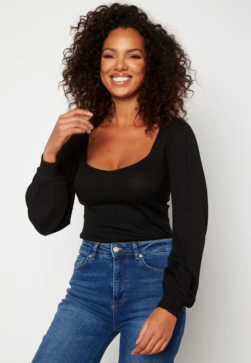 Minnie fine knitted puff sleeve top