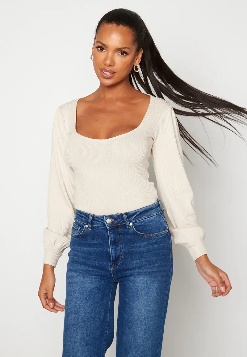 Minnie fine knitted puff sleeve top